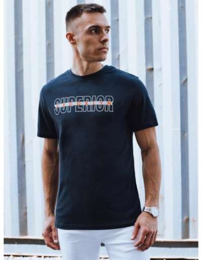 Férfi póló sötétkék nyomtatott