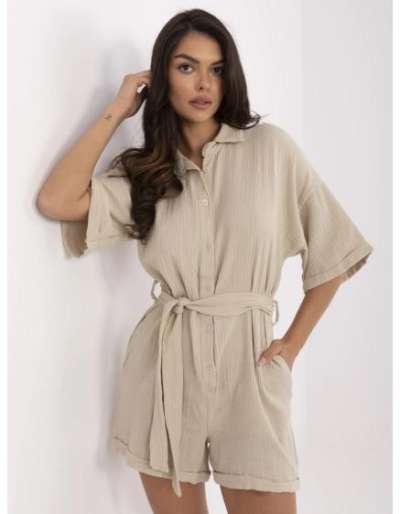 Bézs muszlin overall rövidnadrággal