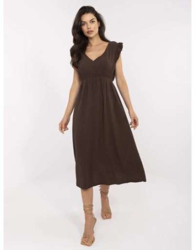 Barna muszlin ruha nyakkivágással