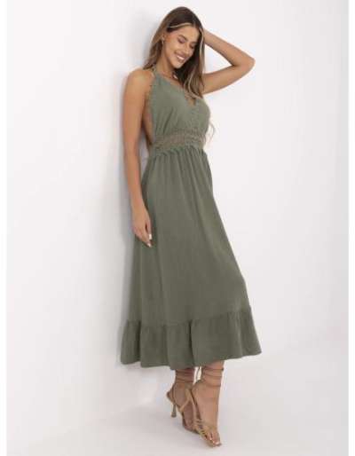 Kaki hosszú boho muszlin ruha