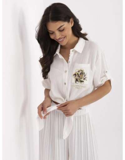 Ecru muszlin ing kötéssel