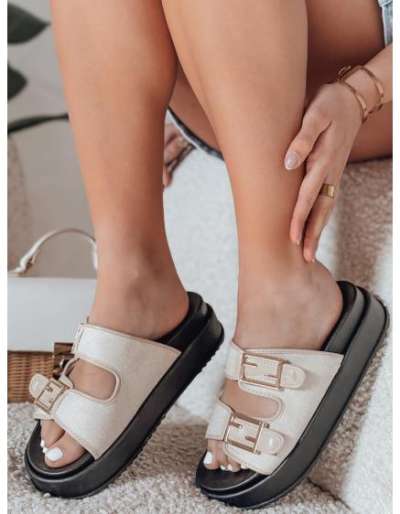 FLATSTEP női papucsok, bézs színben