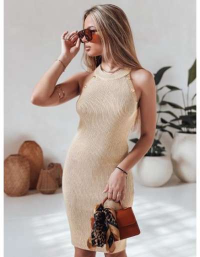 Csíkos midi ruha GLAMMID világos bézs