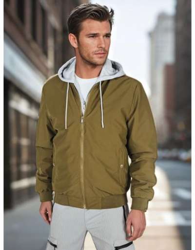 Férfi kapucnis bomberdzseki, zöld
