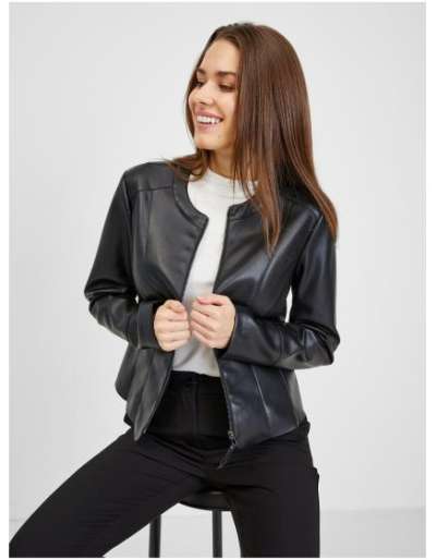 Fekete női bőrdzseki