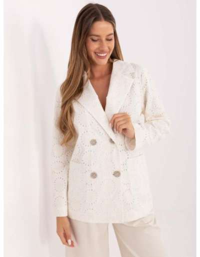 Ecru elegáns kabát hímzéssel