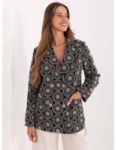 Fekete átlátszó kabát zsebekkel