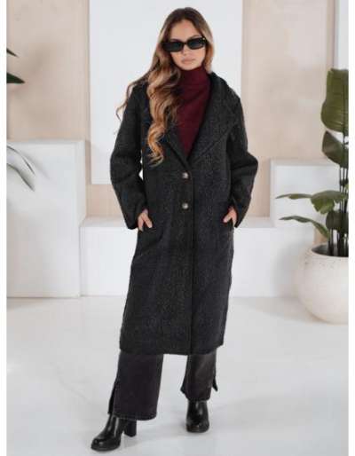 Hosszú női bunda, fekete
