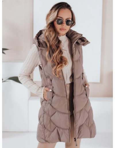 Női steppelt mellény szigeteléssel, latte