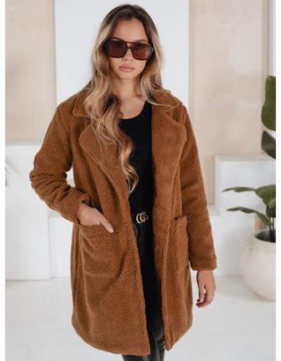 Női téli kabát barna plüssbőrből