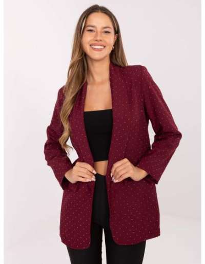 Burgundi elegáns kabát díszítéssel RUE PARIS