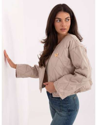 Bézs női kabát brossal RUE PARIS