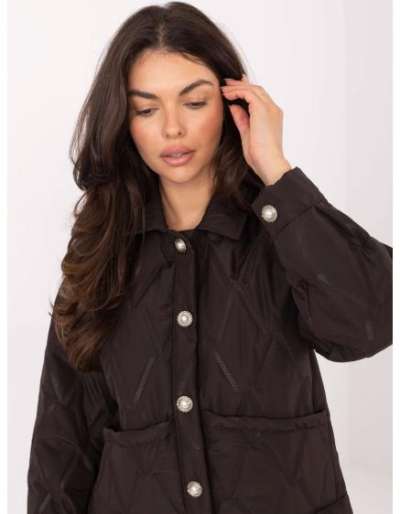 Csokoládébarna steppelt kabát zsebekkel RUE PARIS