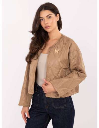 Camel színű, kapucnis, steppelt kabát RUE PARIS