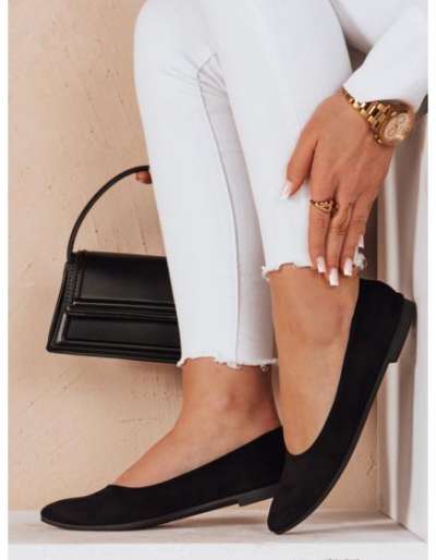 Női balerina cipő, lapos sarokkal, GLAMINO, fekete