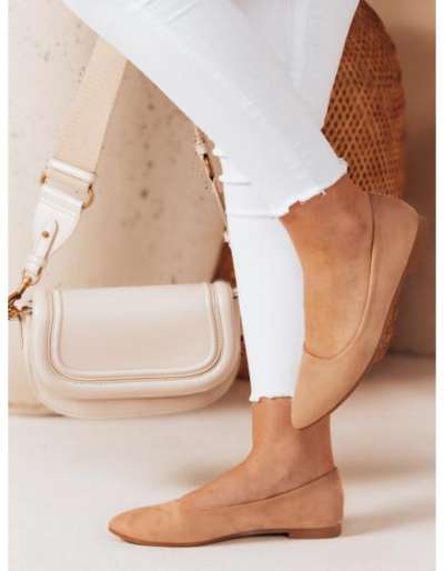 Női balerina cipő, lapos sarokkal, GLAMINO, khaki