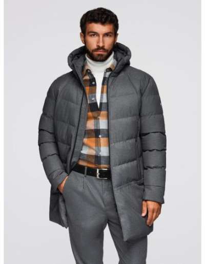 Férfi póló gombok nélkül, klasszikus kötéssel – sötétkék V1 OM-POSS-0159