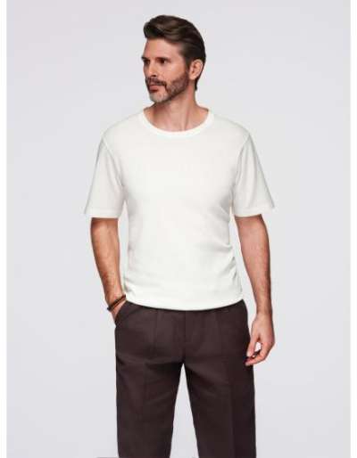 Férfi kötött póló finom szerkezettel – olíva V5 OM-TSCT-0244