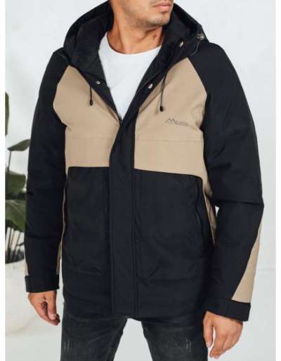 Férfi téli kabát kapucnival, bézs