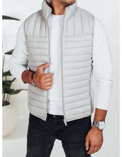 Férfi steppelt mellény, világosszürke