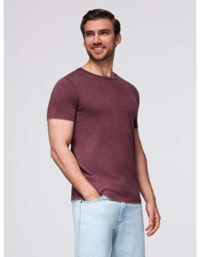 Férfi póló mosott hatású anyaggal – fekete V1 OM-TSWT-0116