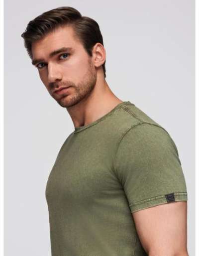 Férfi póló mosott hatású anyaggal – sötétkék V2 OM-TSWT-0116