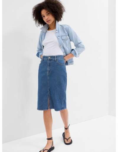 Denim midi szoknya