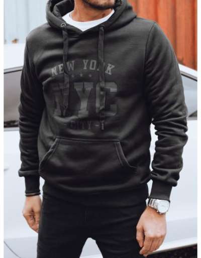 Férfi kapucnis, melegített pulóver, fekete