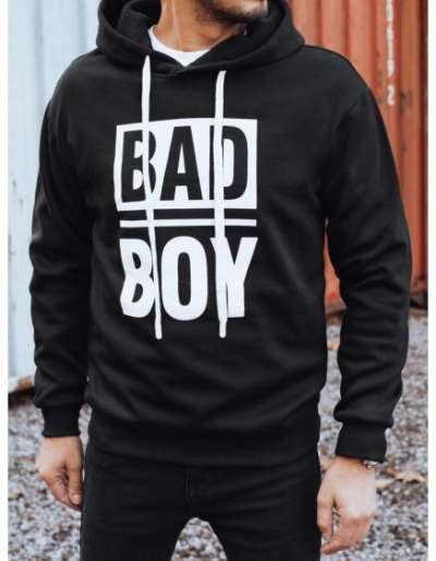 Férfi pulóver kapucnival, fekete