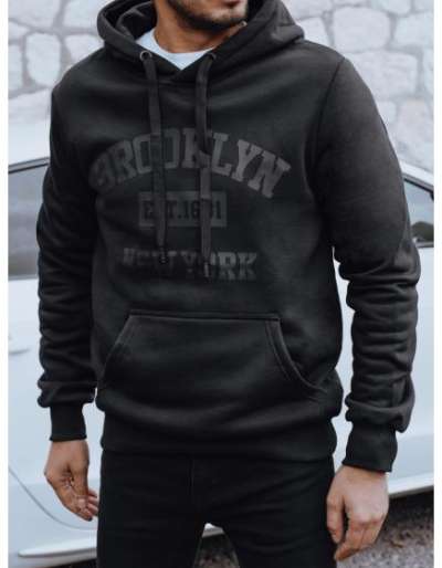 Férfi szigetelt pulóver nyomtatással, fekete