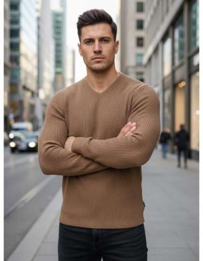 Férfi pulóver, barna