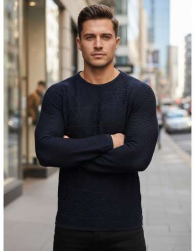 Férfi pulóver, sötét kék