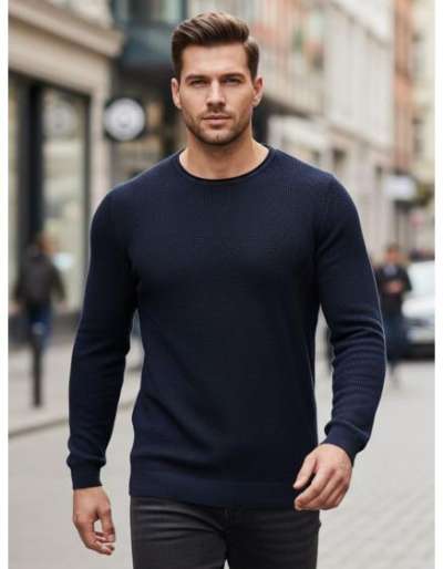 Férfi pulóver, sötétkék