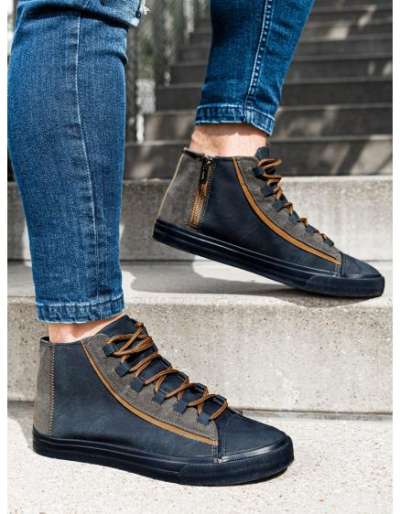 Férfi tornacipő kontrasztos elemekkel – sötétkék V2 OM-FOTH-0140