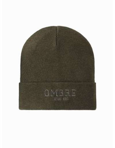 Férfi kötött sapka hímzett felirattal – olíva V5 OM-ACWH-0120