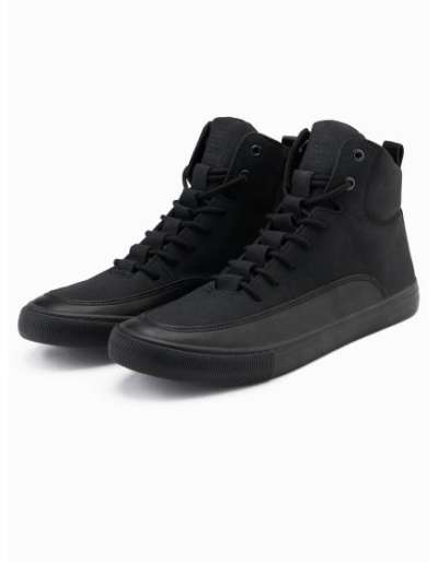 Férfi bokacsizma díszítő pántokkal – fekete V4 OM-FOSH-0176