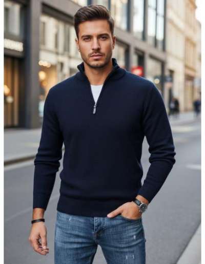 Férfi pulóver, sötétkék