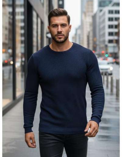 Férfi pulóver, sötétkék WX2296z