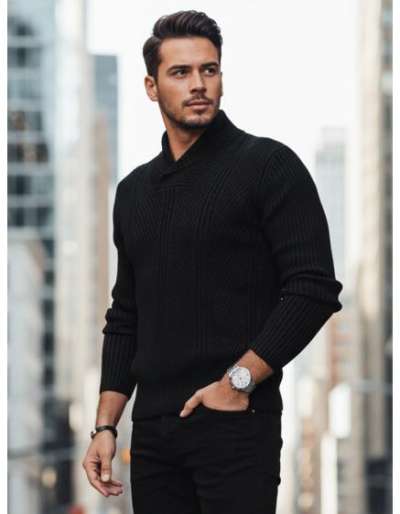 Férfi fekete pulóver