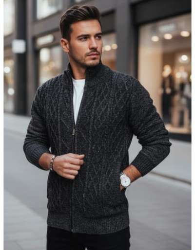 Férfi sötét szürke pulóver