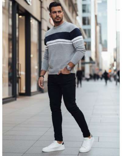 Férfi szürke pulóver