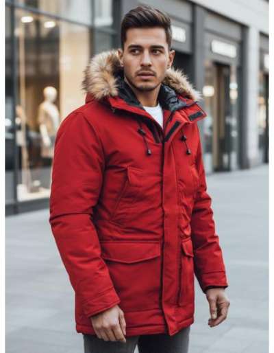 Férfi téli kabát, piros