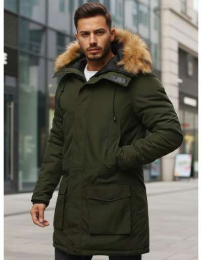 Férfi téli kabát, zöld