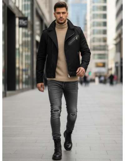 Férfi téli kabát, fekete