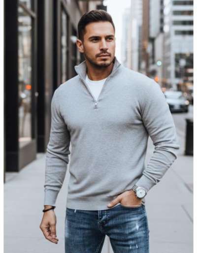 Férfi pulóver, világosszürke