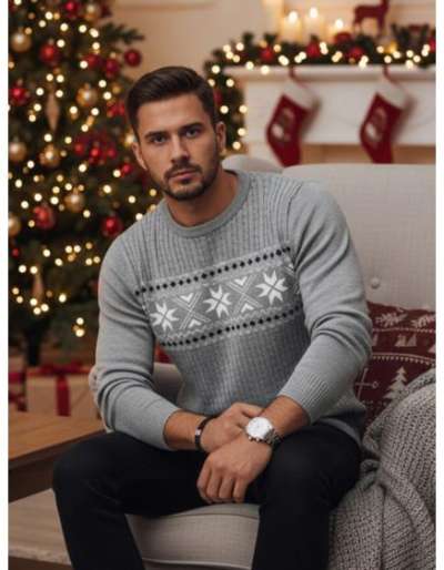 Férfi szürke pulóver