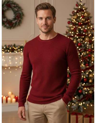 Férfi bordó pulóver