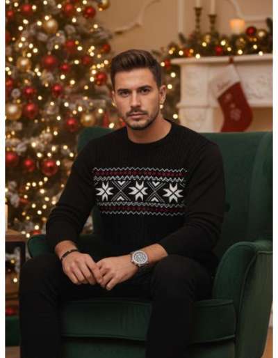 Férfi fekete pulóver