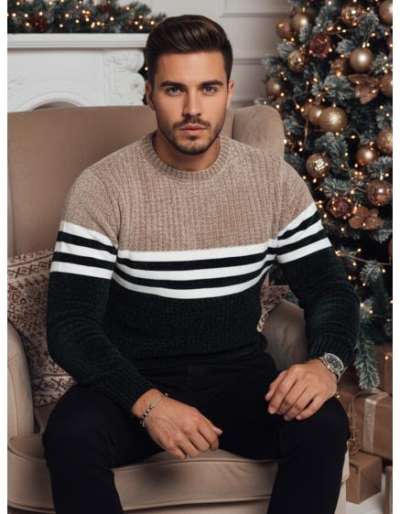 Férfi zöld csíkos pulóver