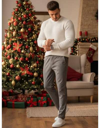 Férfi sötét szürke nadrág szövetből